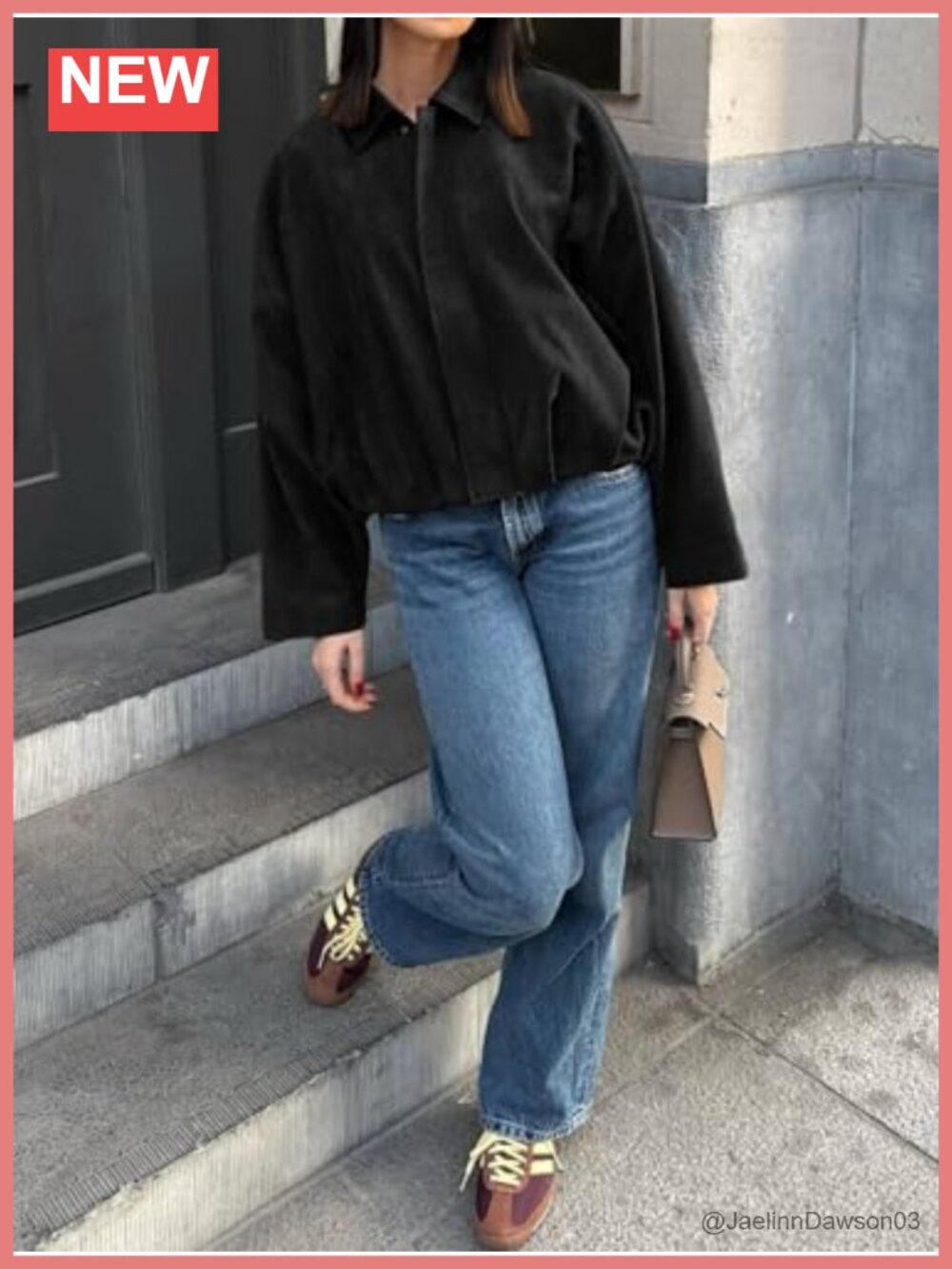 Faux Suede Bomber Jacket Cropped Oversized Zip Up Fall Coat - Picture 2 of 6